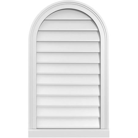 Ekena Millwork Round Top Surface Mount PVC Gable Vent w/ 2"W x 2"P Brickmould Sill Frame, 20"W x 34"H GVPRT20X3403SN